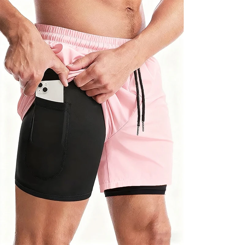 Men's Running Shorts Gym Sports Shorts Male 2 In 1 Quick Dry Workout Training Gym Fitness Jogging Short Pants Summer Men Shorts image 3