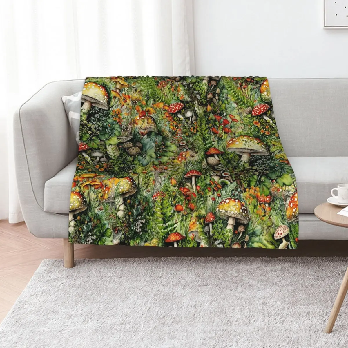 Amanita Mushrooms and Flowers Collage Throw Blanket Bed Moving Soft Fashion Sofas Shaggy anime Blankets
