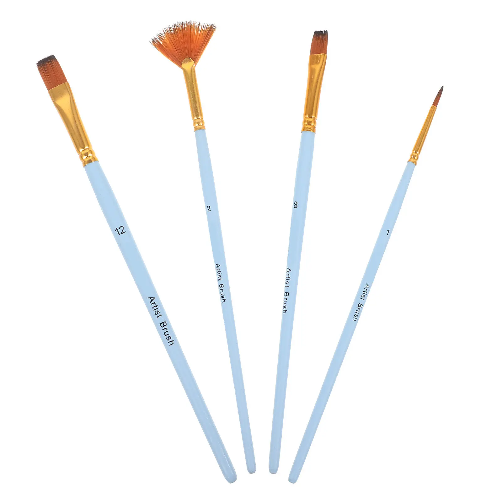 4Pcs Professional Painting Brush Set Wood Handle Nylon Bristle for Oil Watercolor Acrylic Gouache Facial Painting Ergonomic