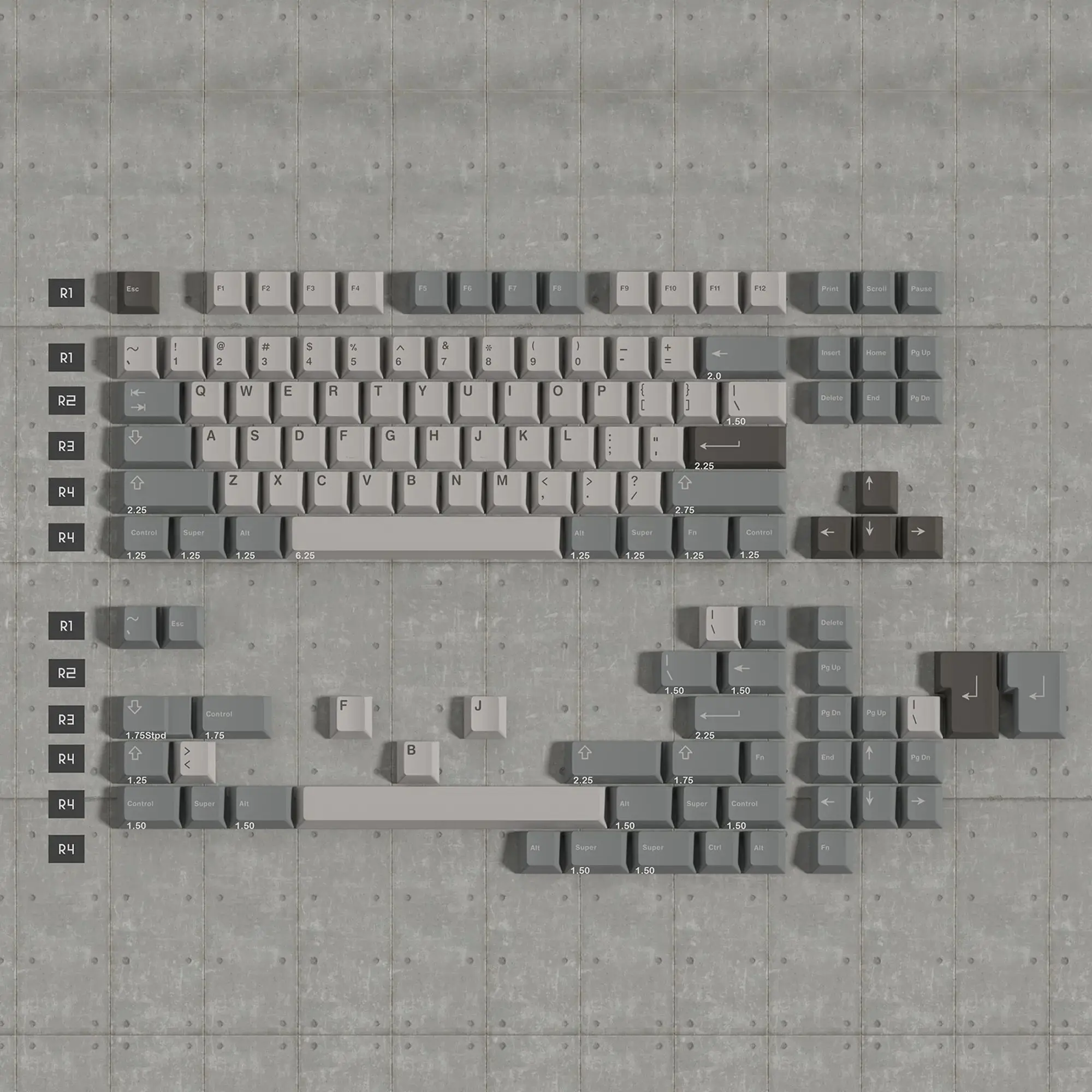 [EXTRA] EPBT Brutalist Base Kit and Deskmat PBT material Cherry Profile Dye-sub Compatible with Cherry MX switches and MX-style