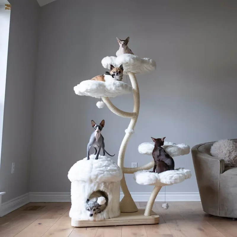 Flower Cat Scratching Post Climbing Frame Tree House Modern Luxury Tower Scratching Post Cat Trees & Scratcher Wood Cat Trees