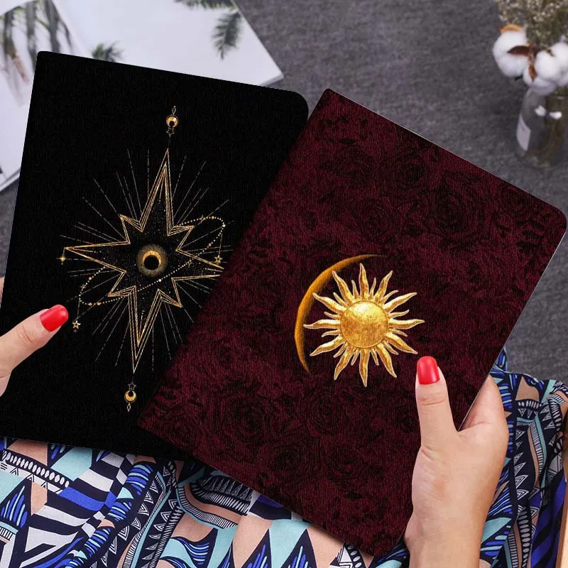 

Golden Sun Moon Pattern Gift Tablet Case For Lenovo Xiaoxin Legion Pad Tab Pro GT Y700 Gen4 2 11 P11 M10 K10 3rd Plus Gen
