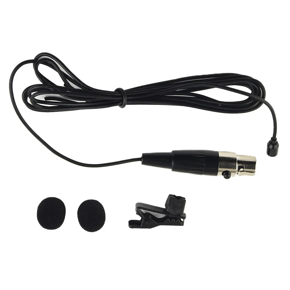 Microphone Set Lavalier Mic Omnidirectional Small System 4-Pin Black Hand-Metal Clip Mini XLR Compact Connector