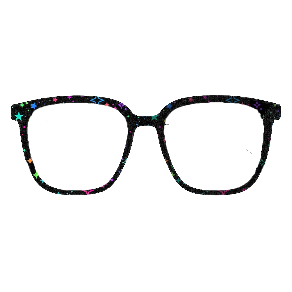 Night Sky Star Print Square Eyeglass Frames Women Galaxy Starry Pattern Party Decor Prescription Optical Fashion Eyewear Gifts - view 6