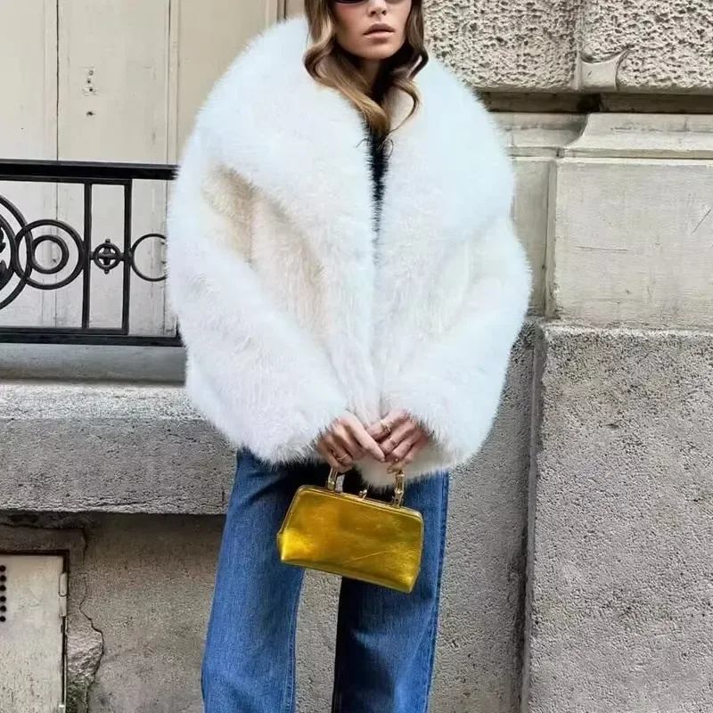 سترات من فرو المنك للنساء معطف فرو صناعي متين بأكمام طويلة سترة واقية من الرياح ملابس خارجية فضفاضة 2025 جيوب شتوية مقسمة #3