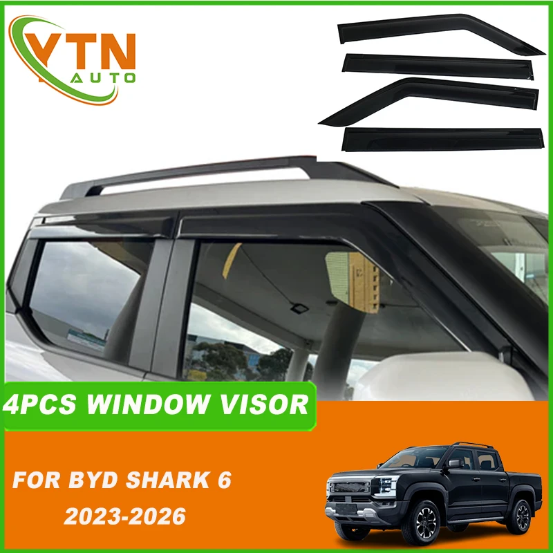 

For BYD Shark 6 2023 2024 2025 2026 Side Window Deflectors Car Window Visors Guard Rain Sun Guard Vent Wind Deflector