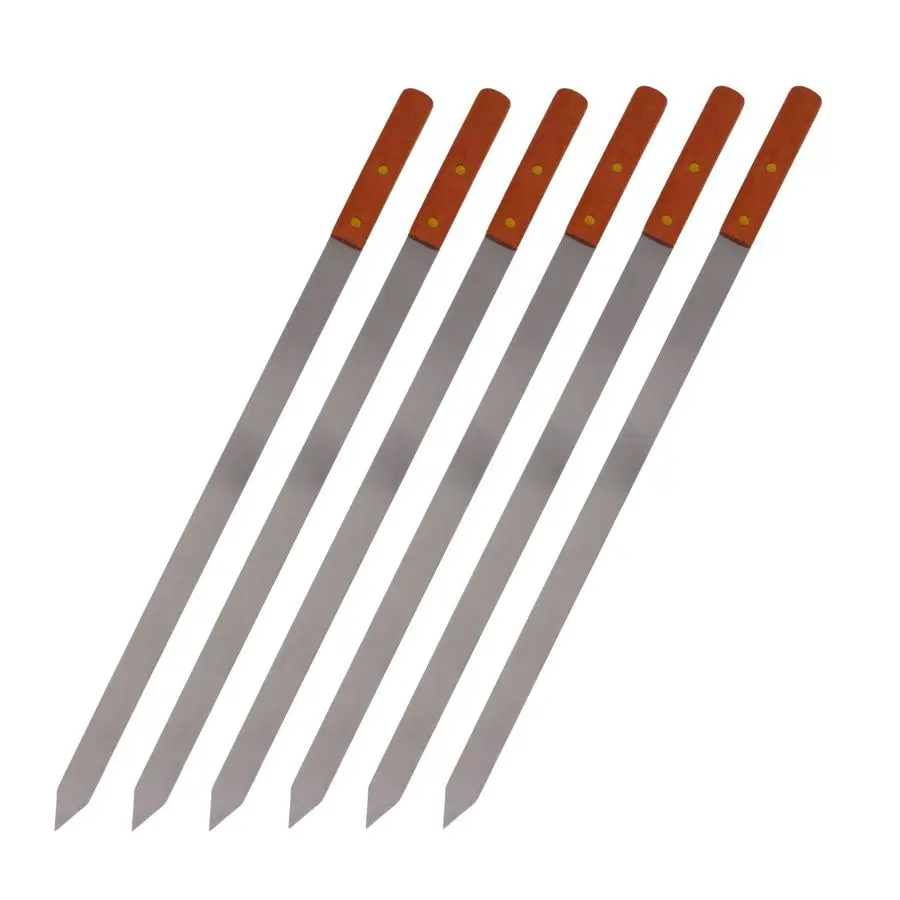 

Премиальные шампуры из нержавеющей стали с деревянной ручкой для шашлыка, турецких грилей, кубидеха, бразильского барбекю, 23 дюйма x 1 дюйм.