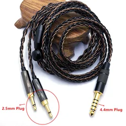 8 Core Headphone Cable 3.5/2.5/4.4mm Plug to 2* 2.5mm plug Silver Plated Copper Upgrade Wire for SV021,HD477,HD497,HD202,HD212.