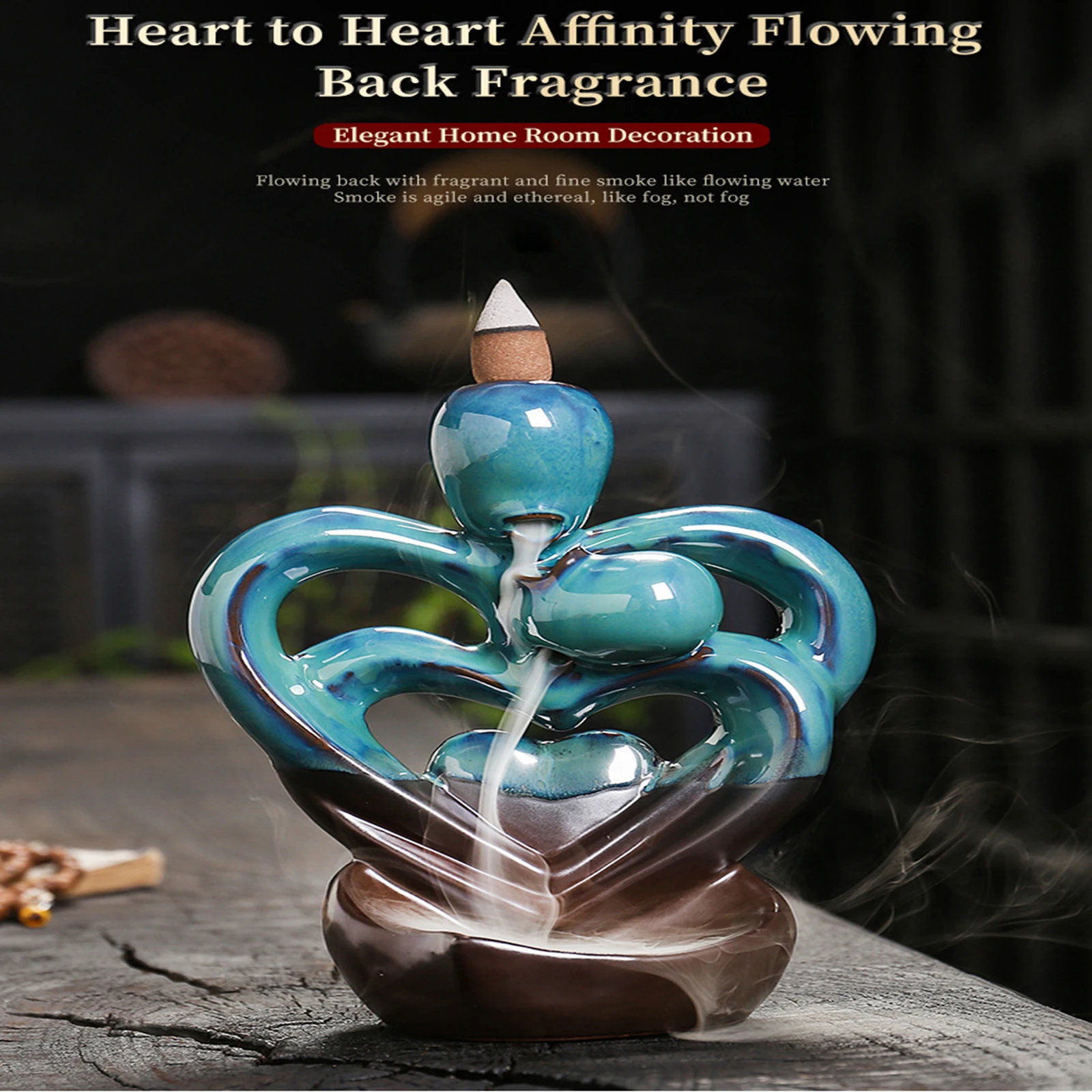 

Home Backflow Incense Stove Creative Valentine's Day Decoration Aromatherapy Stove Backflow Crafts for Yoga Meditation