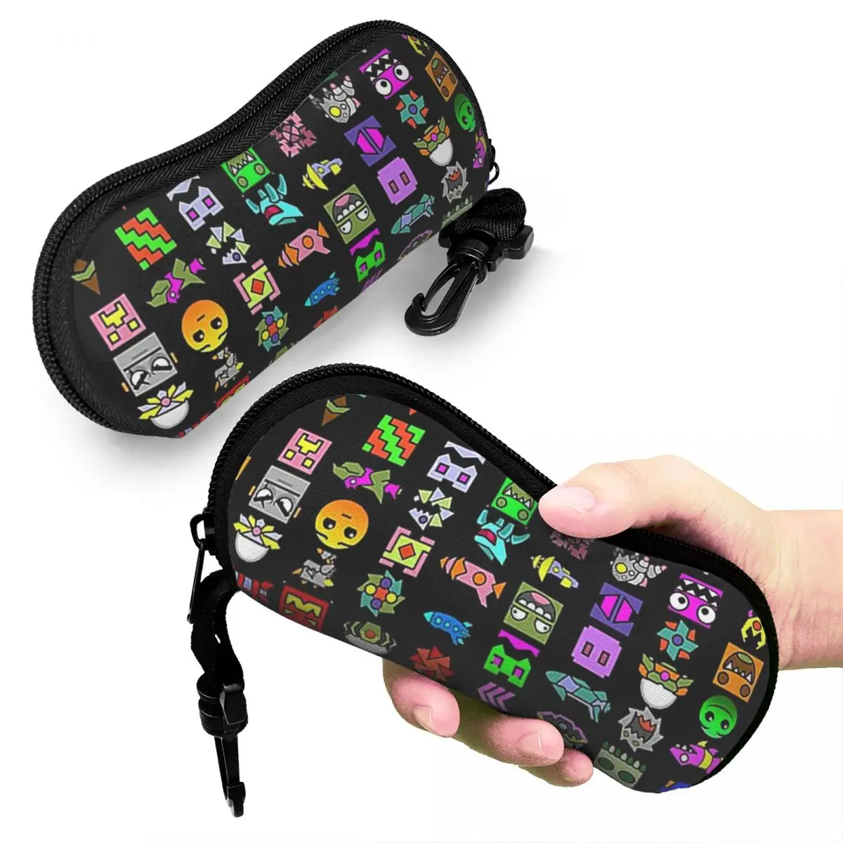

Geometry Dash Shell Glasses Case Portable Sunglasses Box Women Men Soft Eyeglasses Bag Pouch