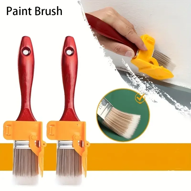 Precision Paint Edging Brush Set 1/2Pcs - Synthetic Wool Roller, Angled Trim Guide - DIY Interior Wall & Ceiling Painting