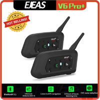 EJEAS V6 Pro+ Motorcycle Bluetooth Helmet Headset Intercom Communicator 1200m Interphone For 6 Riders IP65 Music Waterproof