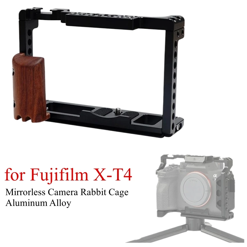 

Черная беззеркальная камера-кейдж Black Mirrorless Camera Rabbit Cage для Fujifilm X-T4, расширяемый кейдж из алюминиевого сплава, аксессуары для камеры