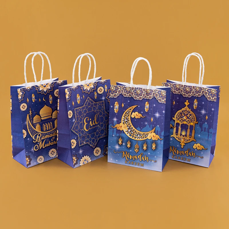 StoBag New  Eid Ramadan Paper Bag Packaging Gift Candy for Muslim Moon Party Decoration Snacks Chocolate Suppliy Wholesale 24Pcs