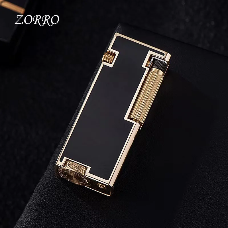 Zorro Genuine New Design Creative Metal Windproof Lighter Press Ejection Side Slip Ignition Brass Kerosene Lighter Men\'s Gift