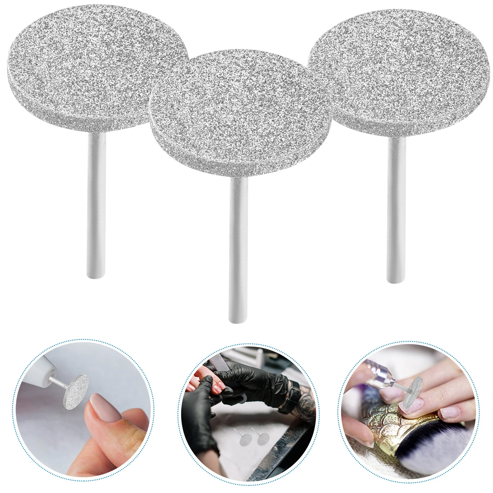 

3Pcs Flat Nail Drill Bit Diamond Sanding Discs Nail Drill Bits for Manicure Pedicure Cuticle Care Diamond Sanding Disc