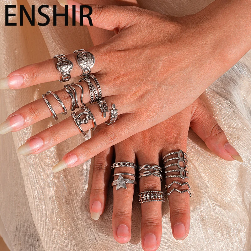 حلقة مفتوحة من الفولاذ المقاوم للصدأ للرجال والنساء ، خط النجوم ، متعددة الطبقات ، بطاقة مستديرة ، خمر ، مجوهرات خاصة ، هدايا ، بيع بالجملة