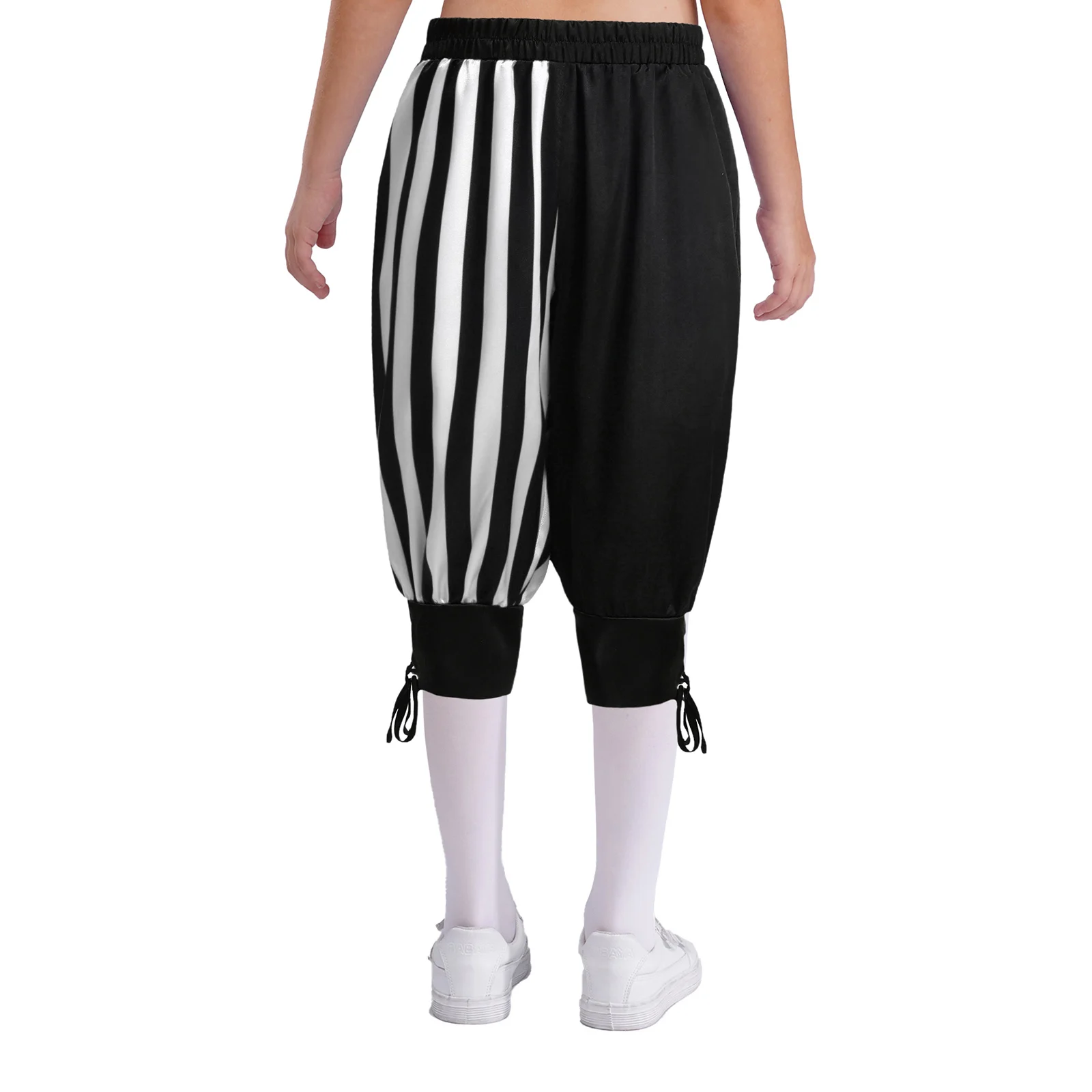 

Boys Gothic Medieval Renaissance Costume Halloween Pants with Ankle Banded Wide Elastic Waistband Stripes Cosplay Party Dress Up
