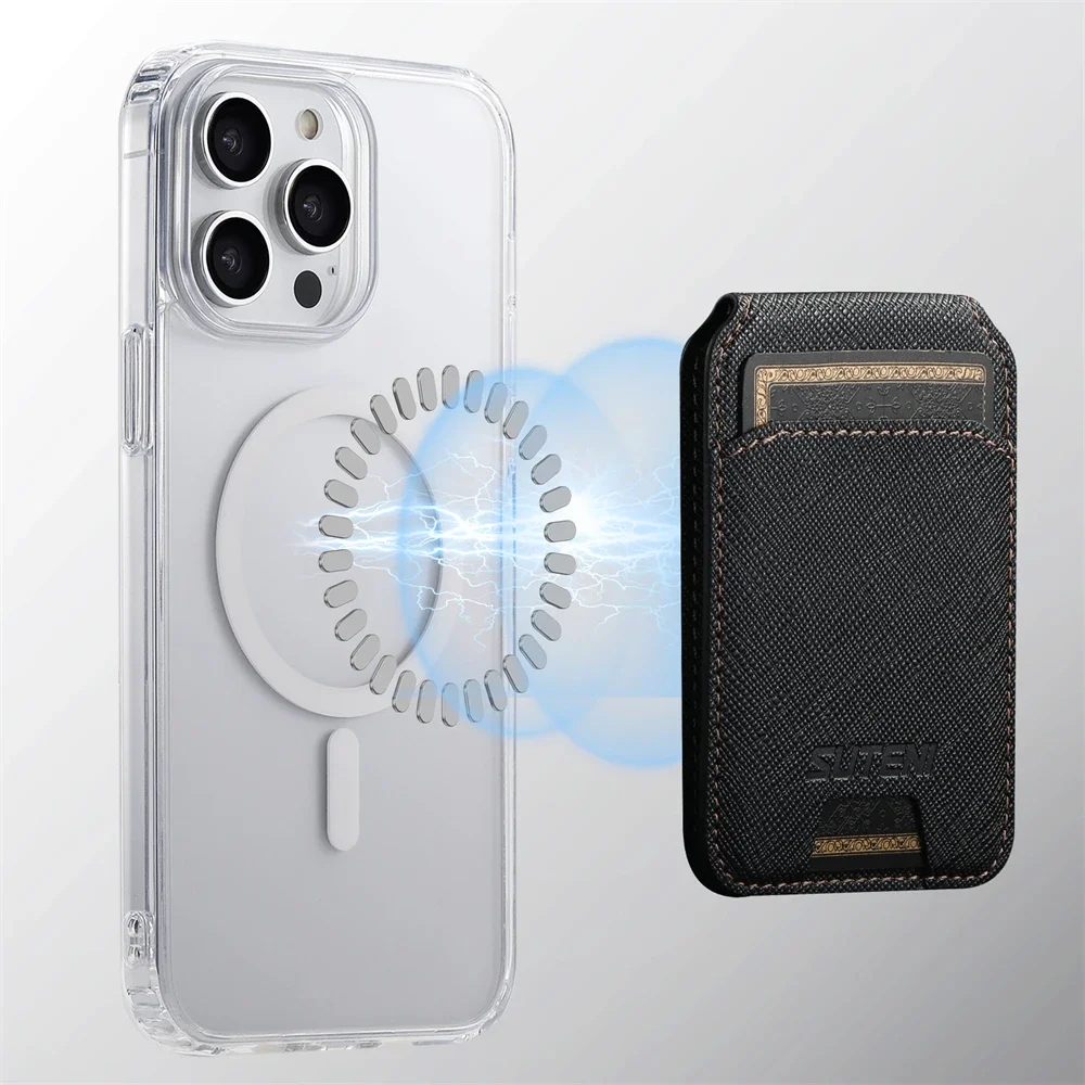 

Leather Wallet Case for IPhone 17 16 15 Pro Max Strong Magnetic Card Holder for Samsung Galaxy S25 Ultra Plus for MagSafe Cover