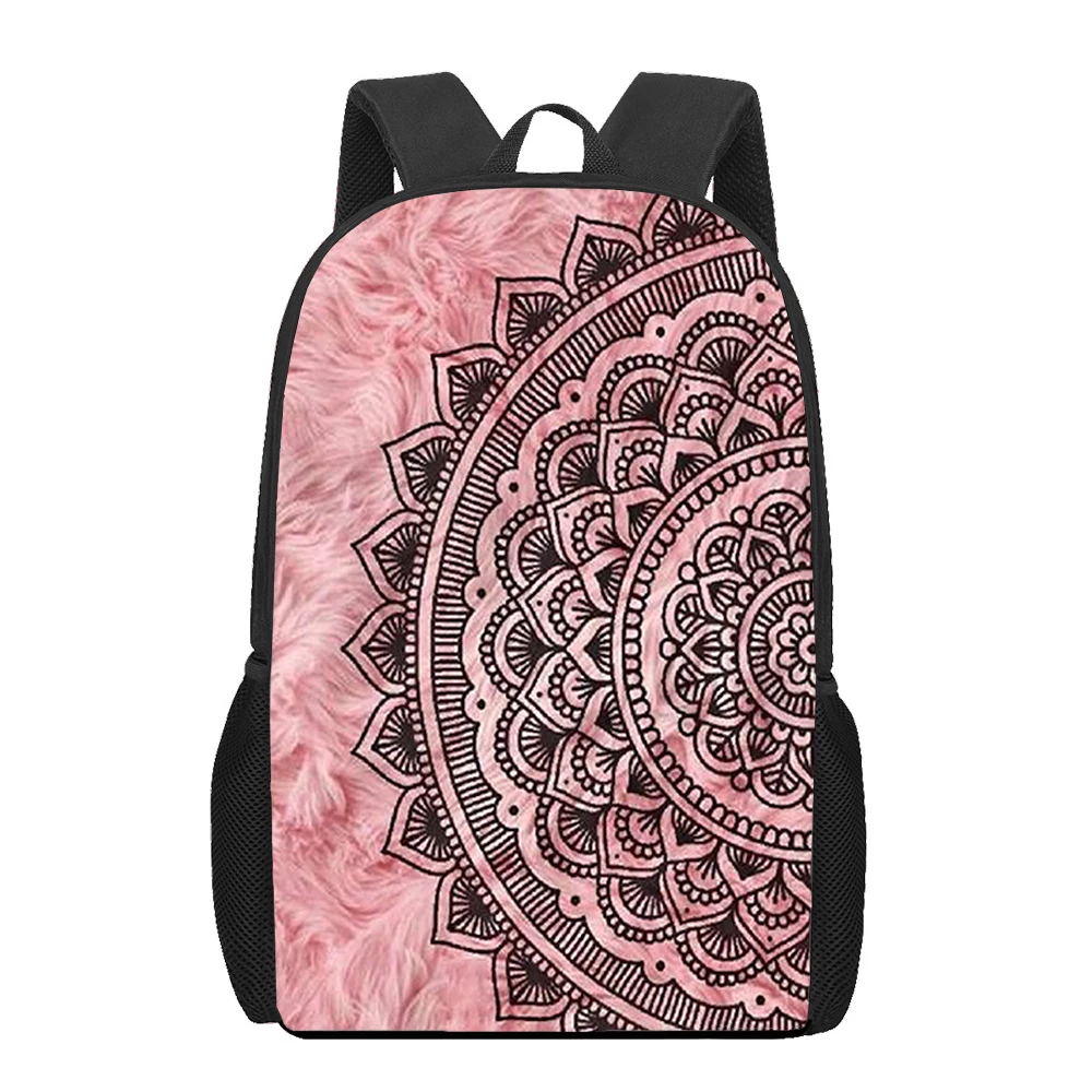 Bohemia Mandala Mochila com 3D Flower Print, mochila escolar, mochila leve para adolescentes, mochila para laptop, viagem, estudo, trabalho, 16"