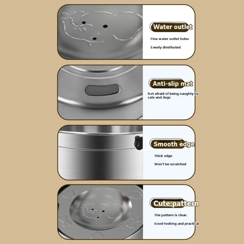 

【COMELY】Большая емкость, миска для воды из нержавеющей стали для домашних животных, с плавающим дизайном против разбрызгивания, для собак и кошек
