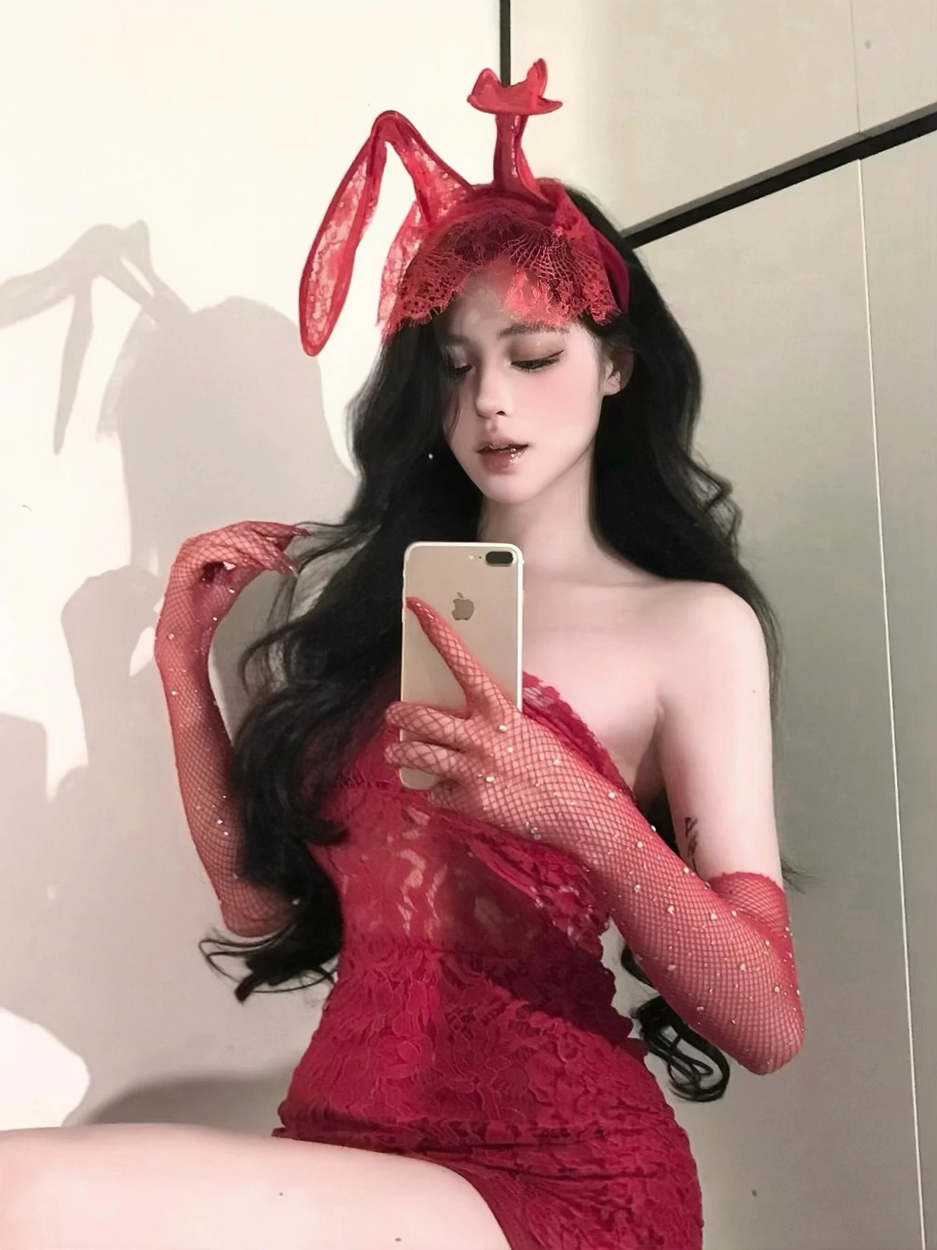 مثير k روز الدانتيل ثوب النوم تأثيري أرنب فتاة orm مجموعة الأحمر مثير Spwear الرغبة النقية الدانتيل Sp الدكتور للسيدات