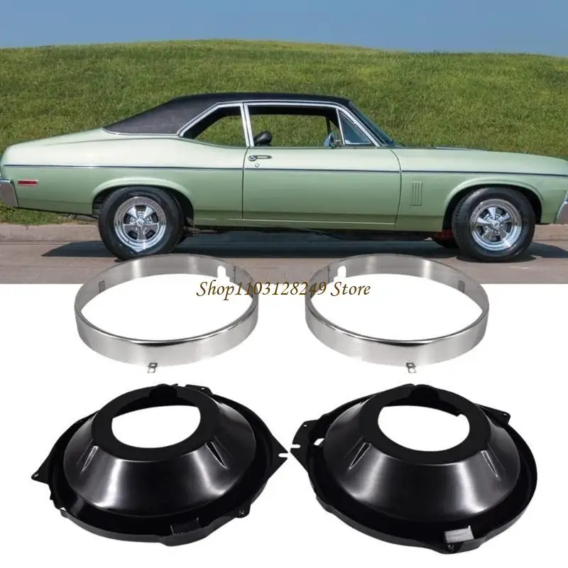 N5KD Profession Headlight Retaining Rings Restoration Hardware with Mounting Buckets