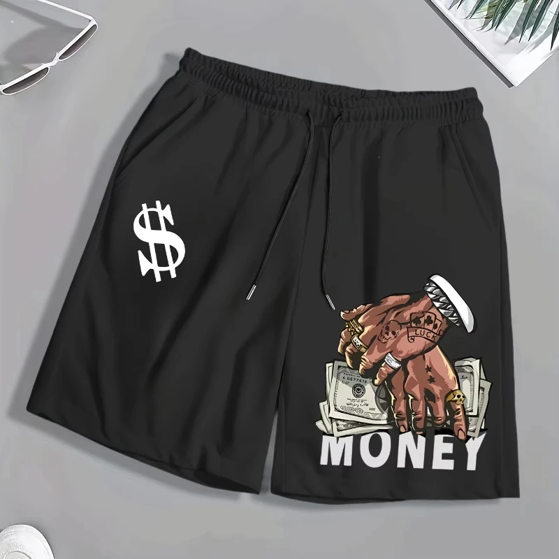 

Suitable for daily wear, men's sports breathable casual shorts MONEY printed loose and breathable,