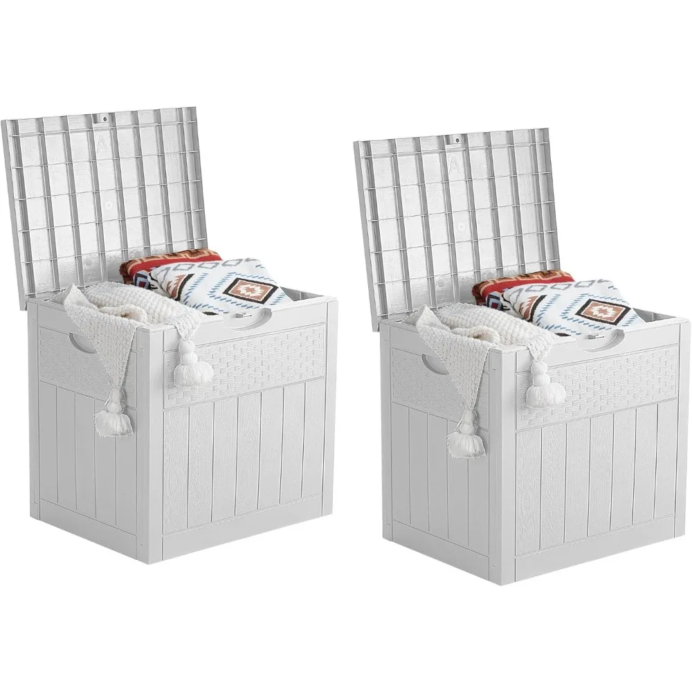 

33 Gallon Deck Box Set of 2, Small Outdoor Storage Box Waterproof, Lockable Secure Package Bin Delivery Box for Outside, Patio C