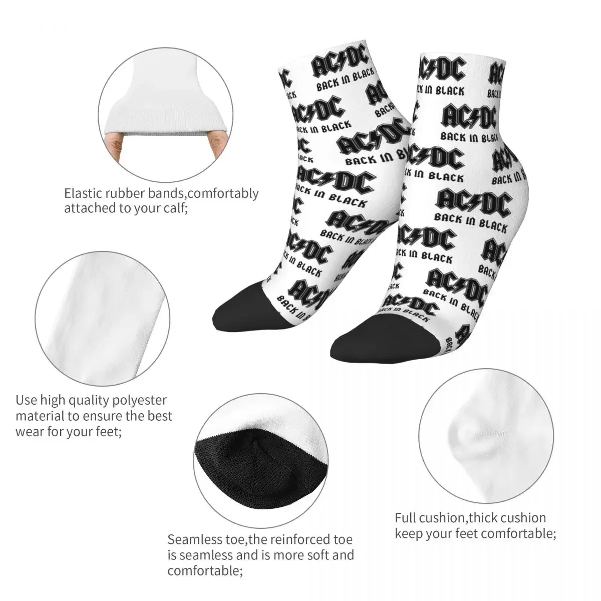 AC DC Heavy Metal (1) Socks Harajuku Sweat Absorbing Stockings All Season Socks Accessories for Unisex Christmas Gifts