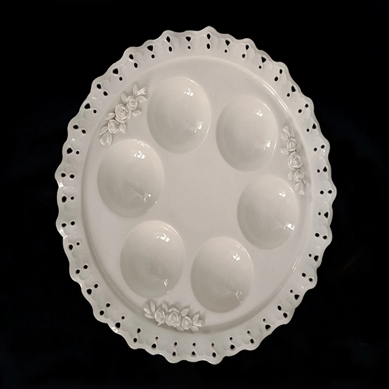 

Innovation of ceramic tableware western-style wheel multigrid openwork family egg dish of ice to crack glaze western dishes