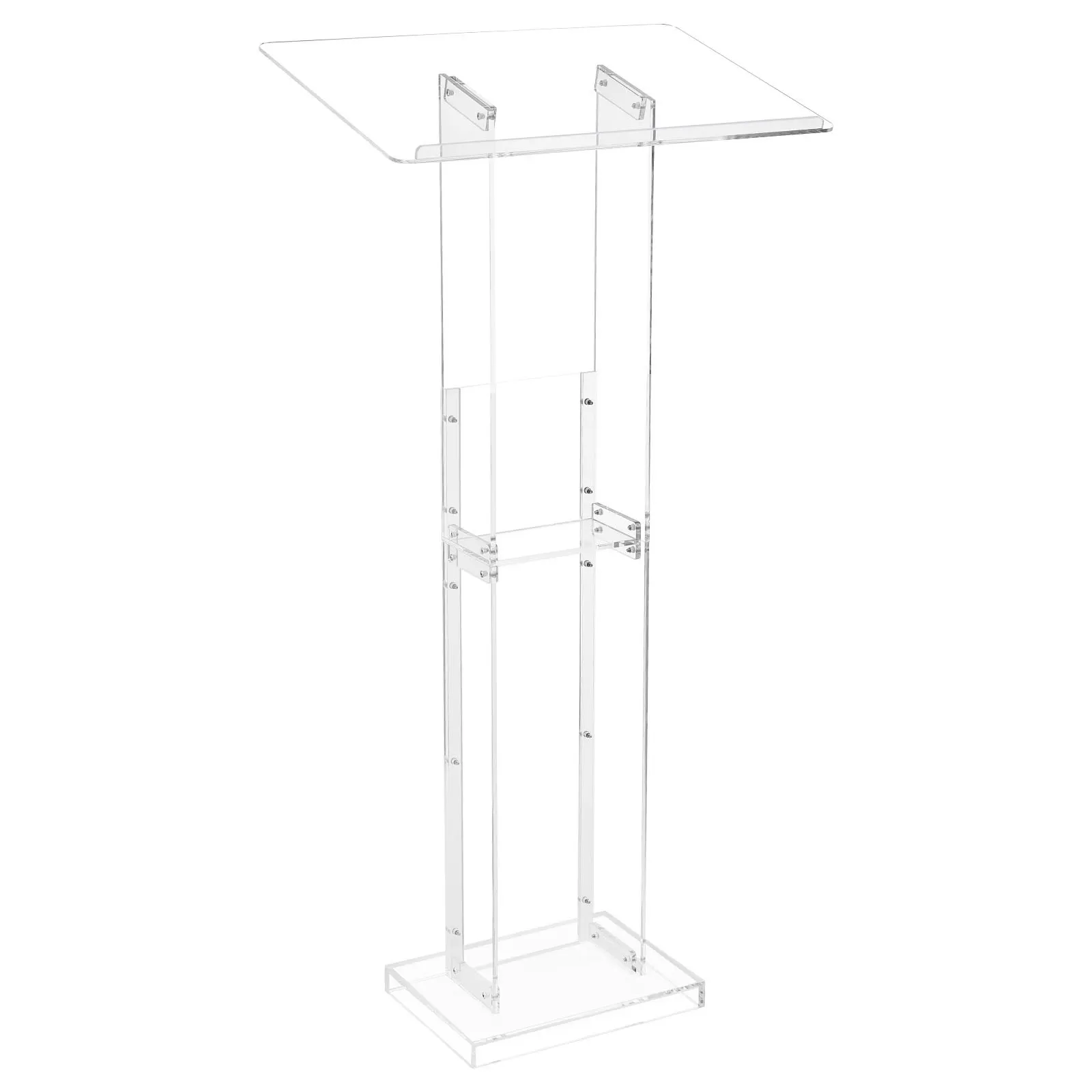 

Podium Stand 50 In Portable Acrylic Lectern Storage Shelf Wide Reading Surface