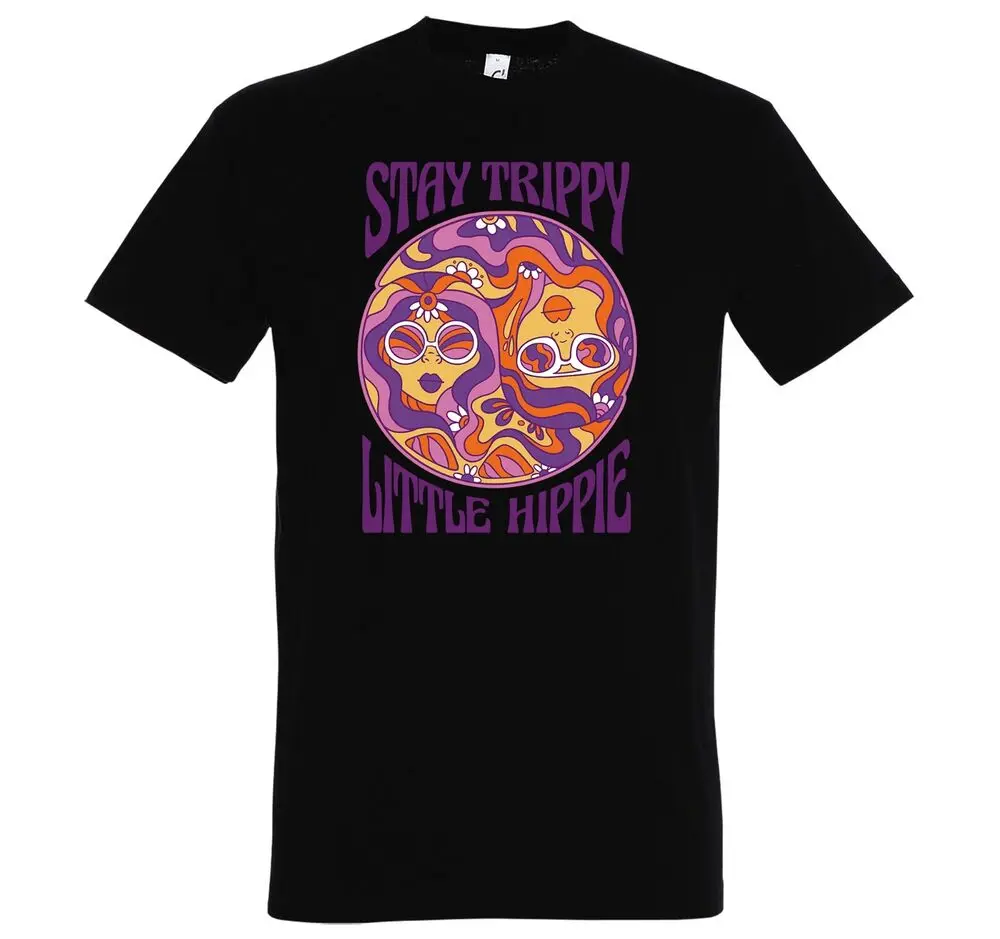 Men's Stay Trippy 70s 80s Hippie Yoga Psychedelic Fans T-Shirt High Quality 100%Cotton Short Sleeve