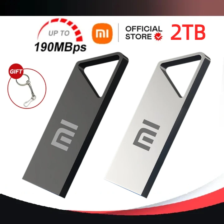 Xiaomi Thumbdrive Metal Flash Drive, Disco U impermeável, Chaveiros, Chaveiros, Pode ser Fixado Memória, Unidade USB, Novo, 1TB, 2TB, 256GB, 512 GB