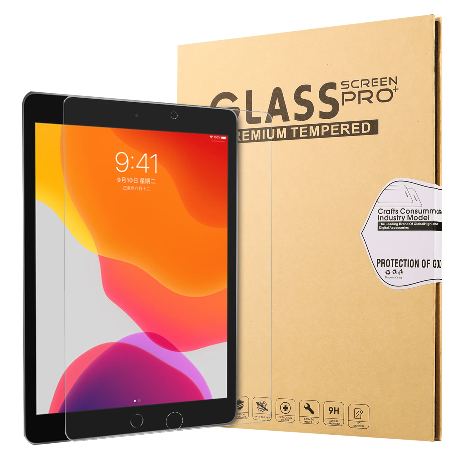 

Screen Protector for iPad 10.2 (2021) / (2020) / (2019) Anti-Scratch Dust-Proof 2.5D Arc Edge Tempered Glass Film