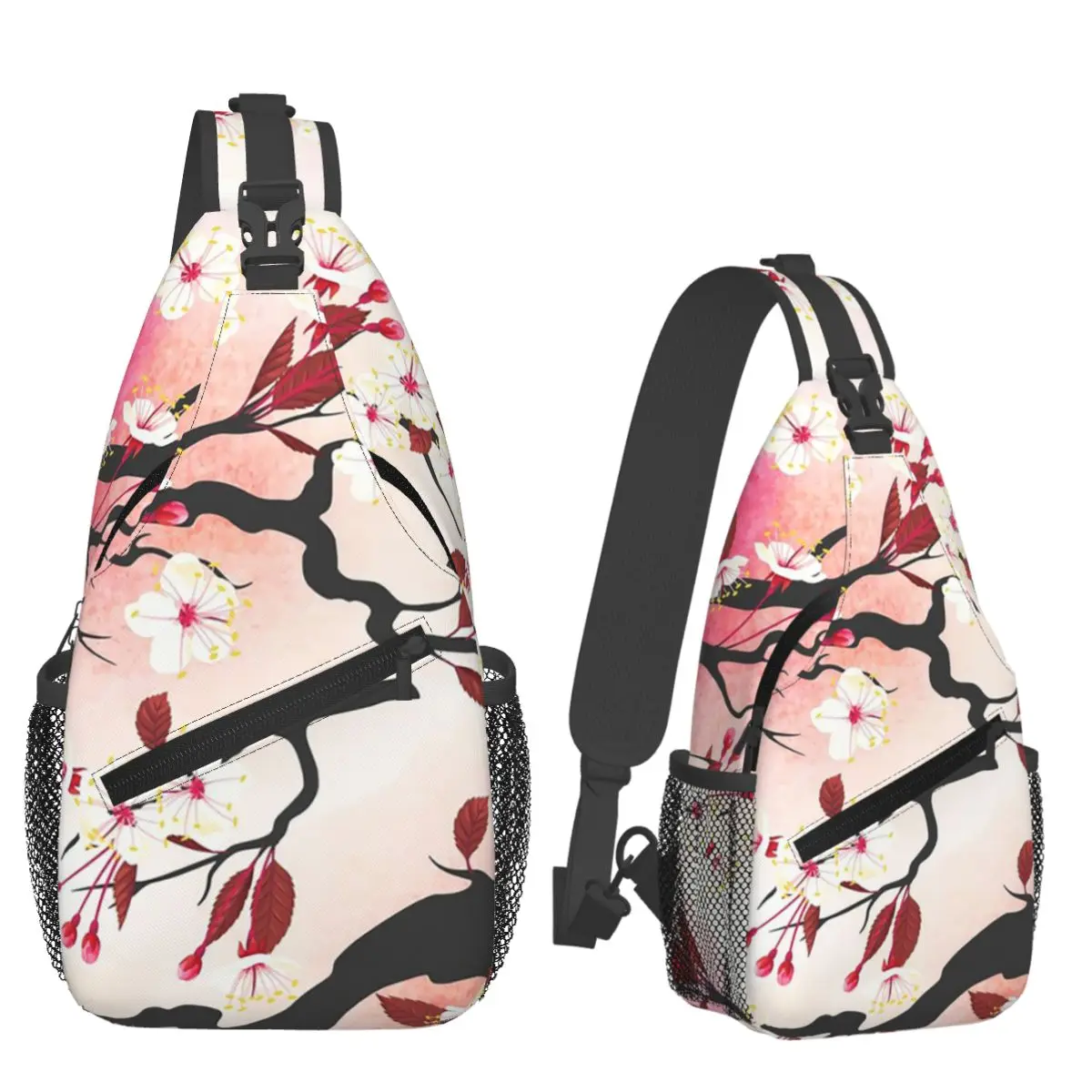 Blooming Sakura Branch Cherry Blossom Japanese Flower Chest Bag Men Sling Crossbody Backpack Chest Bag Daypack Shoulder Bag