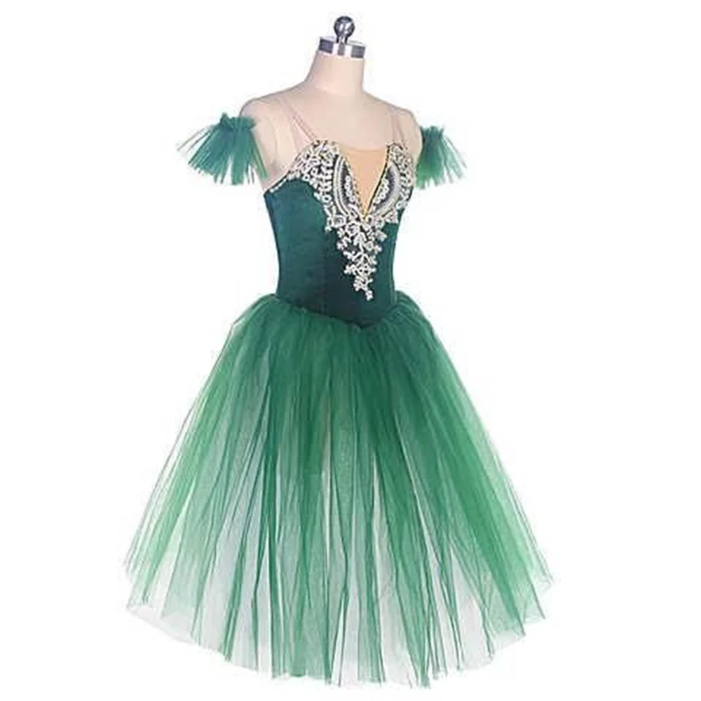 

Green Long Ballet Kids Tutu Dress Adult Women Romantic Tutu Swan Lake Dance Ballerina Dress Costumes Ballet Dress Girls