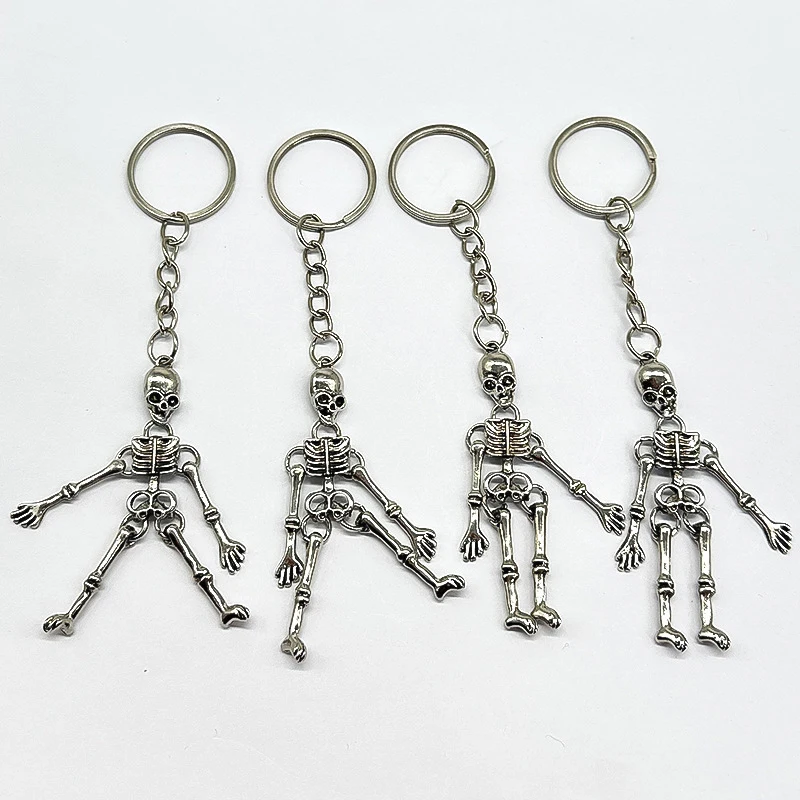 Jóias de halloween diy artesanato brinquedo pingente chaveiro ornamentos horror multi-articulado esqueleto chaveiro cabeça fantasma carro encantos