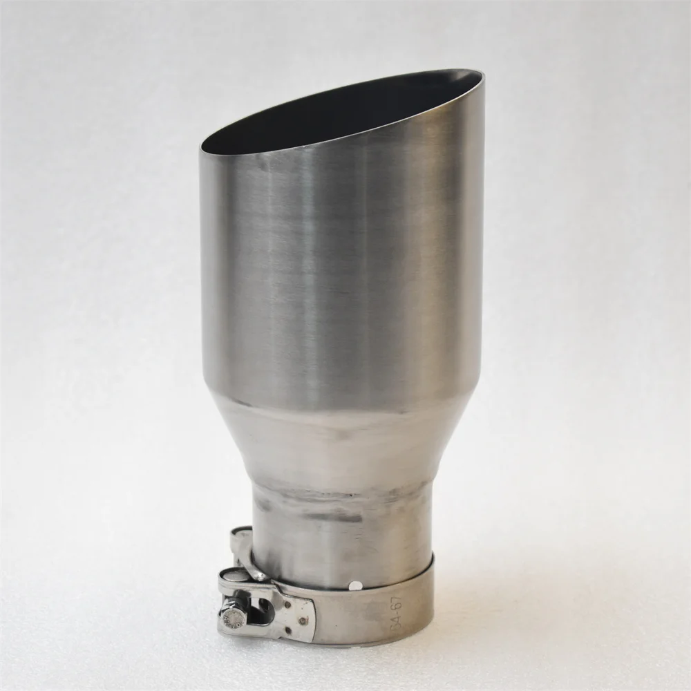 1 Stück matt gebürsteter Auto-Schalldämpfer aus Edelstahl 304 mit spitzer Auspuffspitze und schrägem Rohr, universelle Auspuffdüse