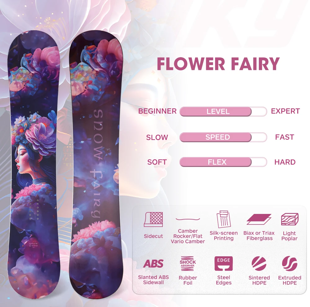 

Hasiky Flower Fairy 140 142 145 147cm Adult's All Mountain Snowboards With Winter Snowboard Women's & Men's Entry-level Adult