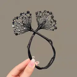 Hair Bun Maker Hair Styling Gadget Women's Hair Styling Accessories Set with Flower Fishtail Bun Maker Rhinestone for Long