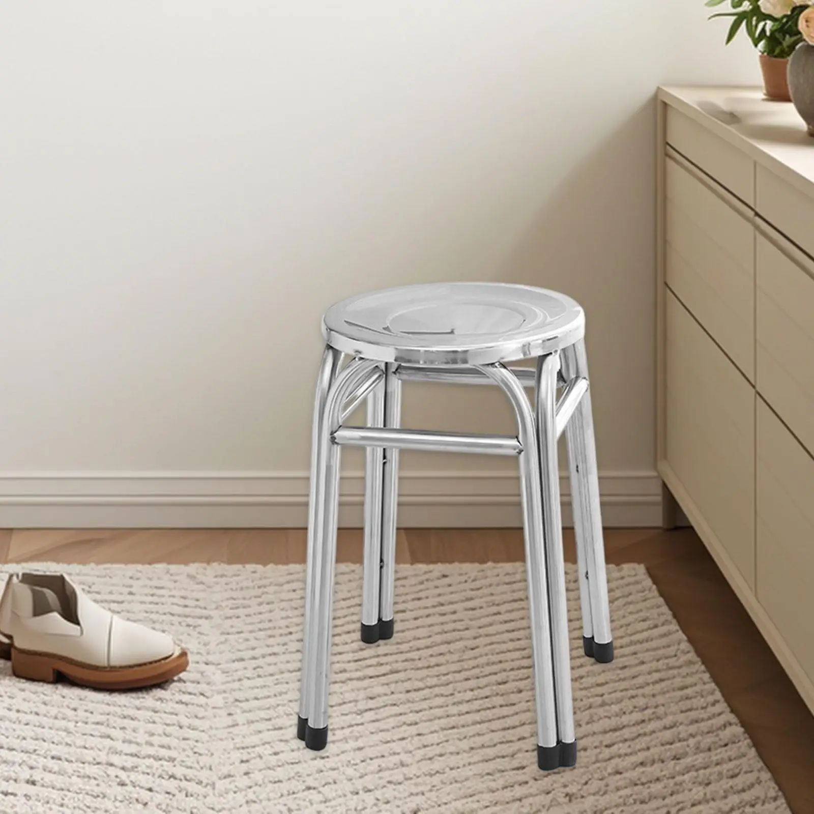 Stackable Stool Practical Stainless Steel for Indoor Outdoor Home Office