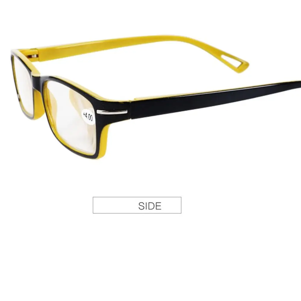 Retro PC Plastic Reading Glasses Decorative Glasses Rectangle Frame Glasses Yellow Black Anti Eyestrain Reading Glasses Readers