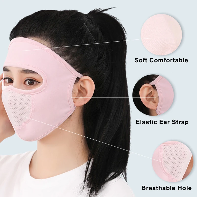 Eis Seide Sonnencreme Maske Outdoor Sports Anti-Uv Gesicht Maske Radfahren Atmungsaktive Anti-staub Gesicht Abdeckung Frauen Mädchen Hängen Ohr maske