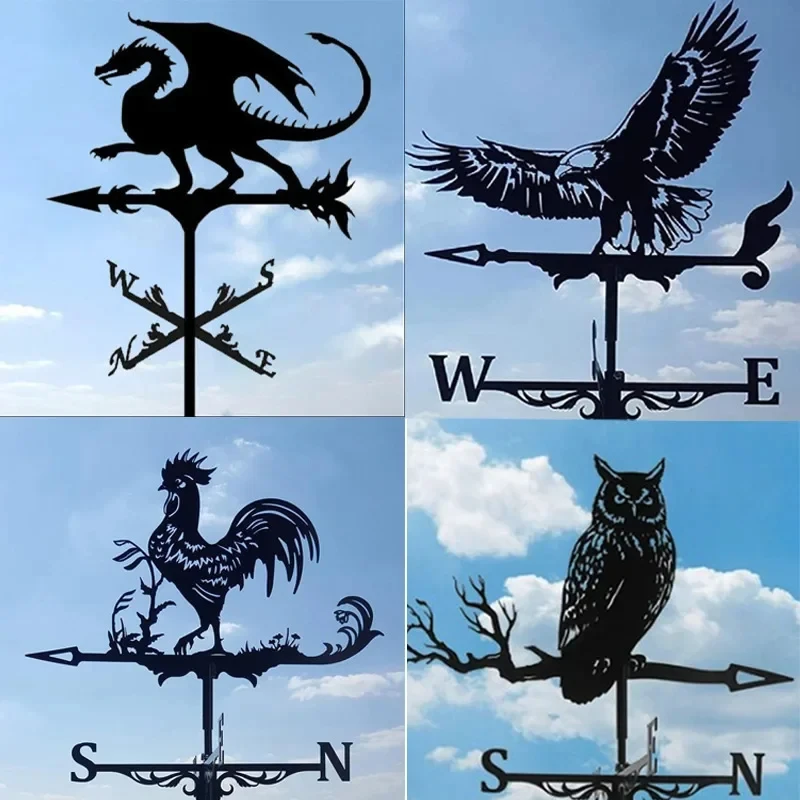 Retro Wind Vane Witch Shape Garden Courtyard Decoration - Multi-style Stake Wind Direction Indicator for Outdoor Use