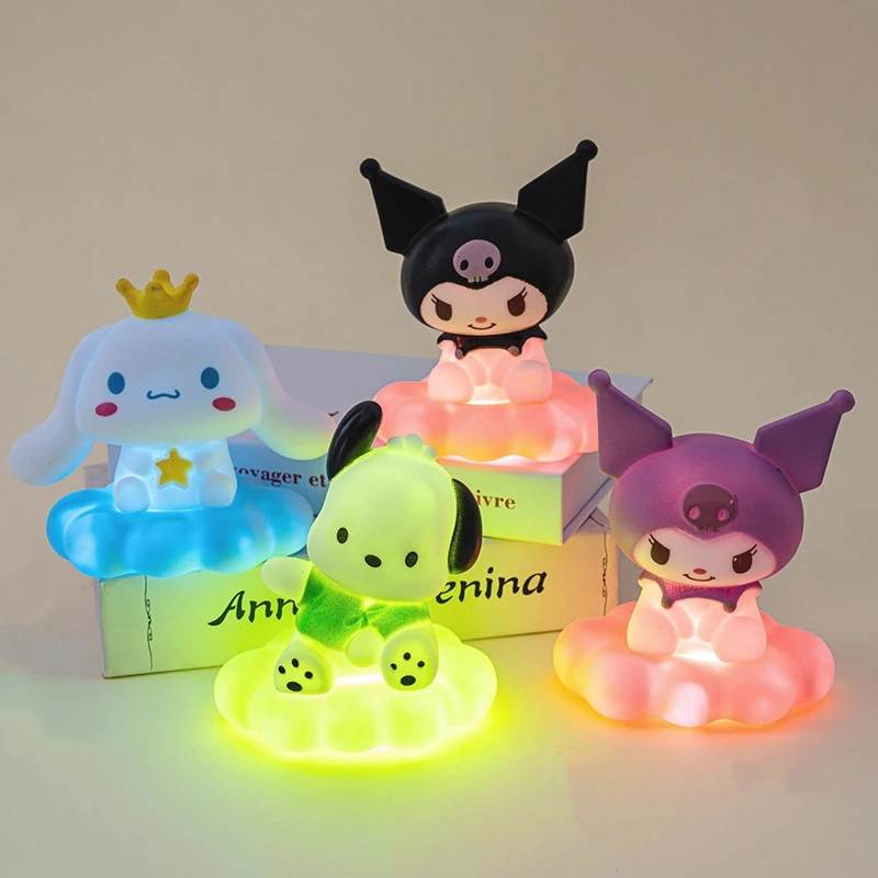 Cartoon Sanrio Night Light Desk Lamp Kuromi Cinnamoroll Pochacco Cloud Atmosphere Light Bedroom Bedside Lamp Luminous Light Gift