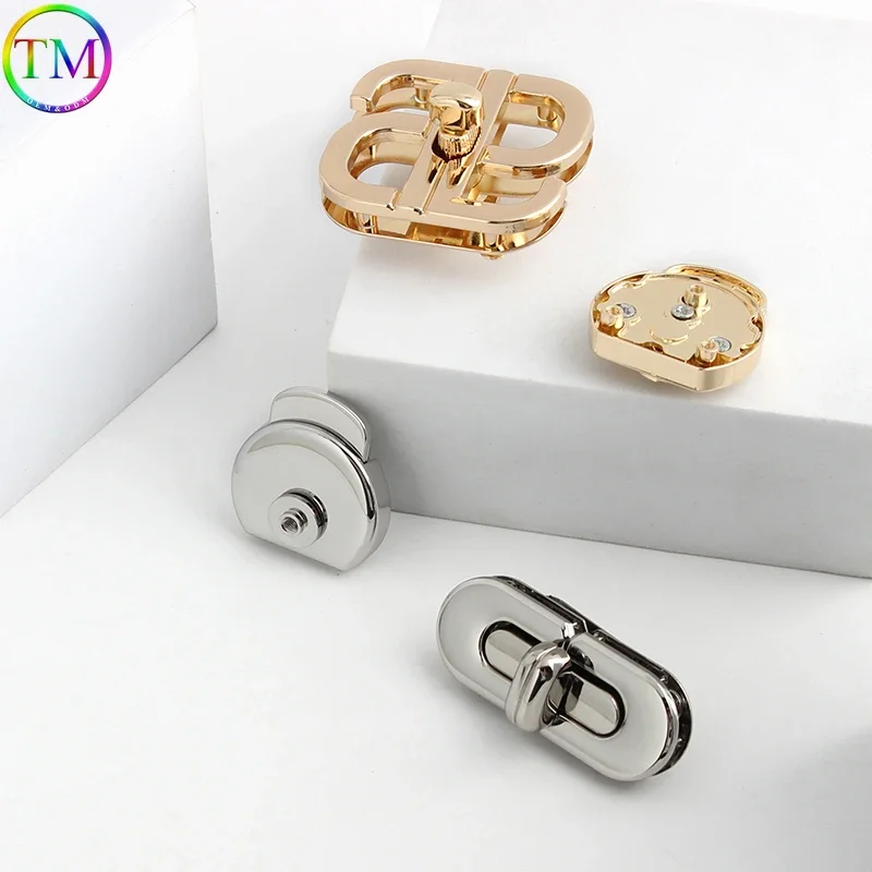 Prostokątny/trójkątny pasek do wytrzymały Metal wciskania wtyczek do torby Crossbody Turn Twist Lock Mortice Lock DIY akcesoria sprzętowe