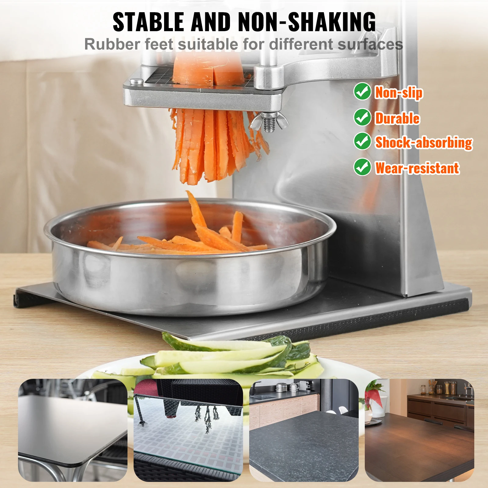 Commercial French Fry Cutter With 4 Replacement Blades Extended Handle Vegetable Cutter for Commercial Kitchen Home