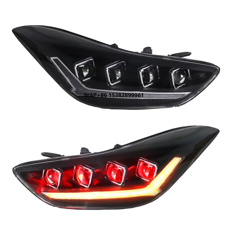 

LED Headlights for Elantra 2012-2016 Demon Eye Style Headlamp DRL New Condition Model Accord