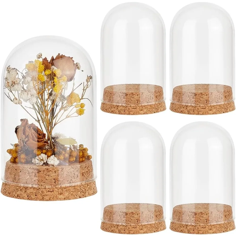 4pcs Glass Display Dome Cloche Glass Bell Jar with Cork Small Glass Bottles Dome Decorative Jars Cloche Display Case 2.3x3.9inch